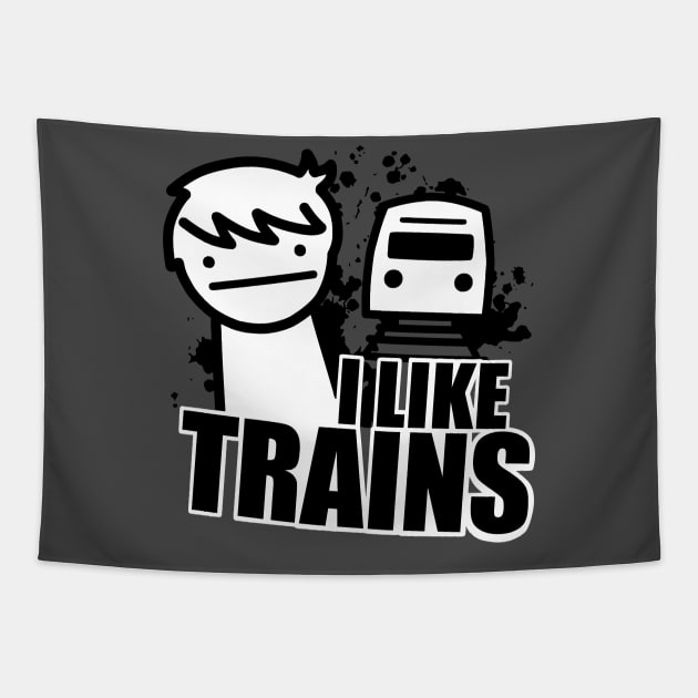 I Like Trains - ASDF Movies Tapestry by custardzero