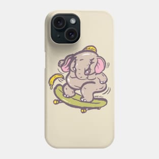 Asian elephant playing surf skate with banana Phone Case