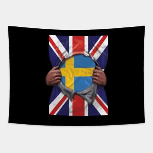 Sweden Flag Great Britain Flag Ripped - Gift for Swede From Sweden Tapestry