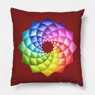 Rainbow color wheel geometric pattern Pillow