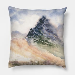 Tundra Mountain Watercolor Painting Pillow