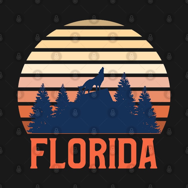 Florida Sunset, Orange and Blue Sun, Gift for sunset lovers T-shirt, Wolf Howling at the Moon by AbsurdStore