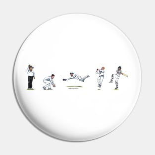 Cricket players and umpire Pin