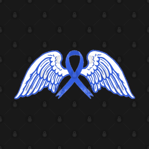 Dark Blue Awareness Ribbon with Angel Wings by CaitlynConnor