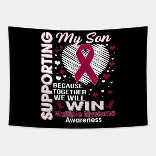 Supporting My Son - Multiple Myeloma Awareness, Burgundy Ribbon Tapestry