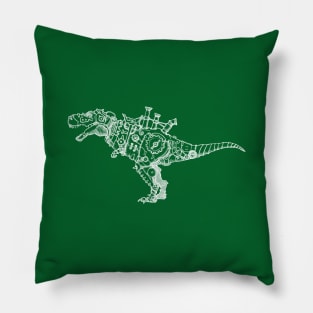 Steampunk T-Rex (white) Pillow