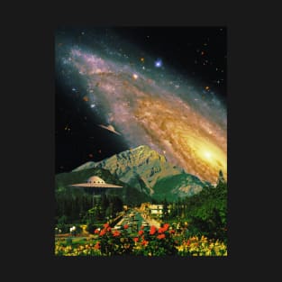 Galaxy Visitors - Space Collage, Retro Futurism, Sci-Fi T-Shirt