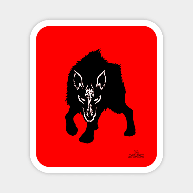 Lone Wolf Hunter - tribal design Magnet by 9inverse