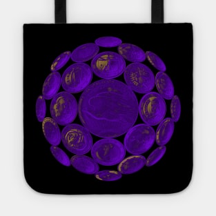 Purple USA Twenty Dollars Coin - Surrounded by other Coins on a Ball Tote