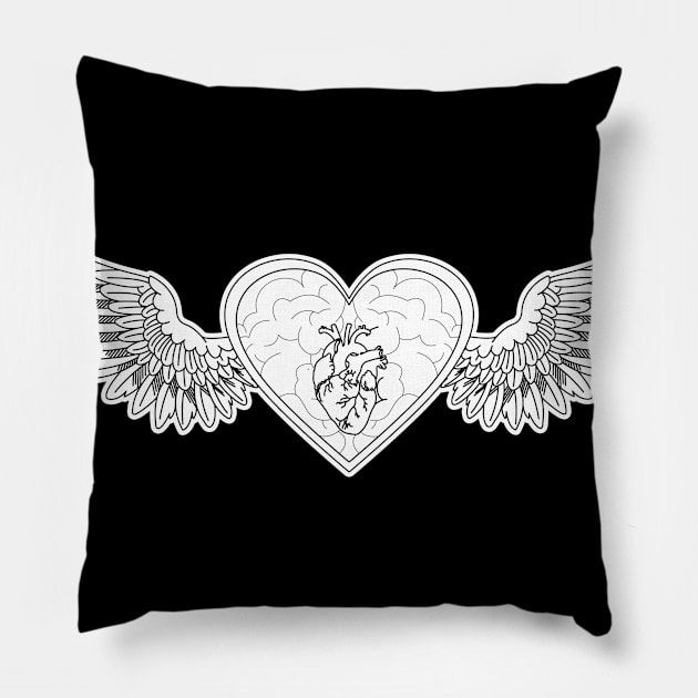 Heart wings Pillow by Tipu Sultan