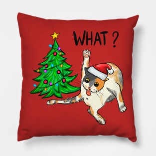 What? Cat Christmas Pillow