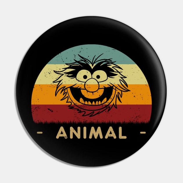 Retro Sunset - Animal Muppets Pin by GoodIdeaTees