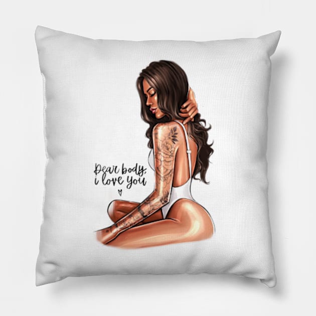 Dear Body I Ove You Pillow by AllessyArt 