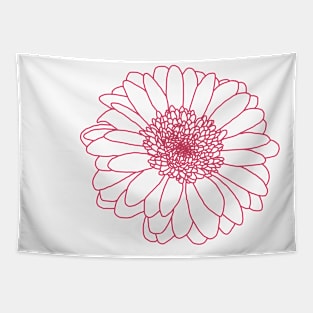 Viva Magenta Gerbera Floral Line Drawing Color of the Year 2023 Tapestry