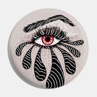 Red Eye With Black Tears Pin