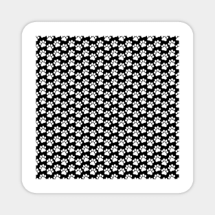 Dog footprints pattern, love for animals- black and white Magnet