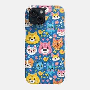 Whimsical Animal Faces Pattern Phone Case