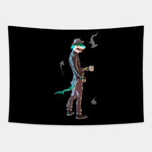 Humanoid Shark Coffee Guy Tapestry