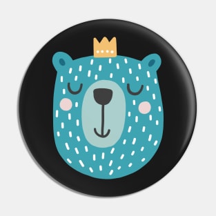 Blue Bear with Crown Pin