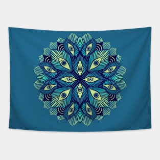 Trippy Eyes: Trippy Blue Spooky Floral Fantasy Tapestry