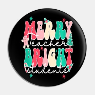 Groovy Merry Teacher Bright Student Christmas Teaching Pin