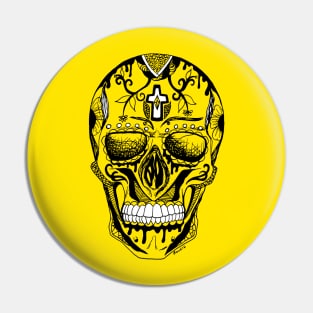 Los Muertos Sugar Skull - Black and Yellow Edition Pin