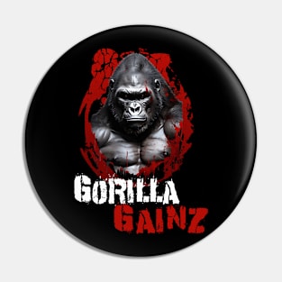 Silverback Gorilla Gainz Muscle Ape Distressed Design Pin