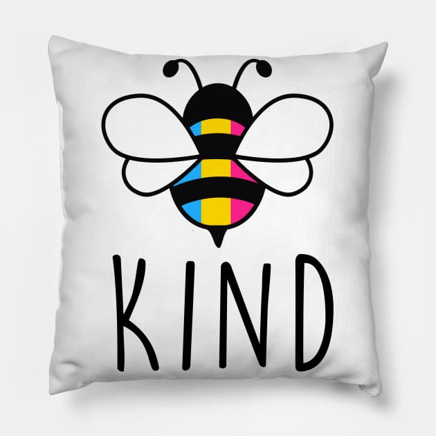 Be Kind Pansexual Bee Gay Pride LGBT Rainbow Pillow by Lones Eiless