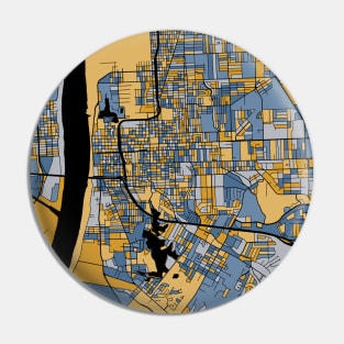 Baton Rouge Map Pattern in Blue & Gold Pin