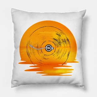 Vinyl LP Music Record Sunset Red T-Shirt Pillow