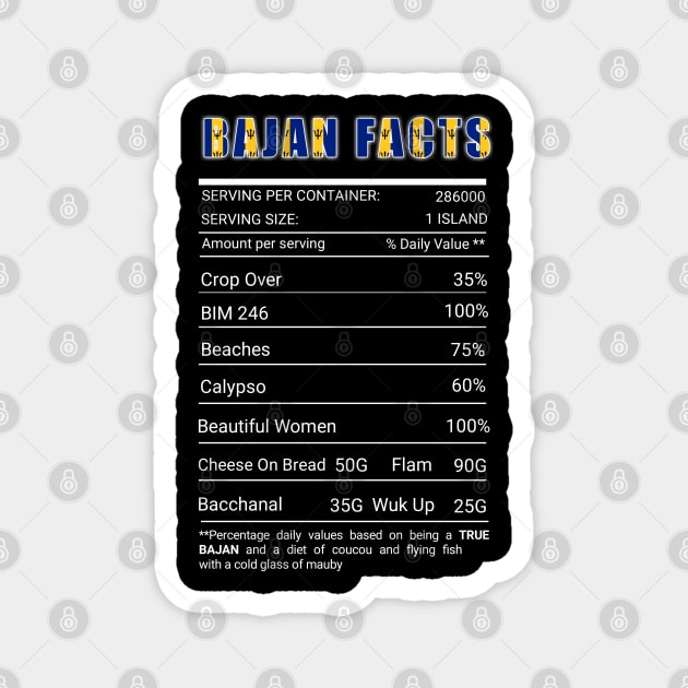 Bajan Nutrition Facts Funny Barbados Barbadian Pride Magnet by GigibeanCreations