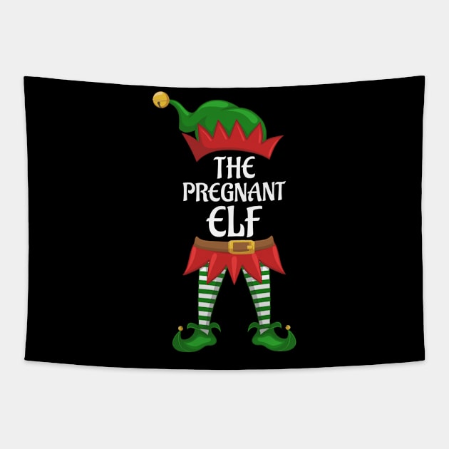 Pregnant Elf Family Matching Group Christmas Party Tapestry by kalponik