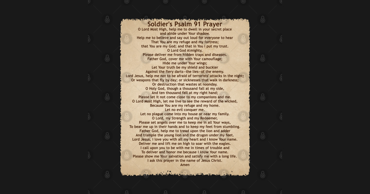 Soldier's Prayer - A Psalm 91 Prayer for Soldiers on T-shirts - Psalm ...