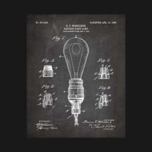 Light Bulb Patent - Industrial Design Architectural Décor Art - Black Chalkboard T-Shirt