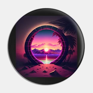 Portal on a synthwave beach Pin