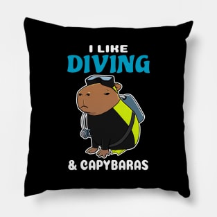 I Like Diving and Capybaras Cartoon Pillow