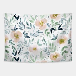 Sweet watercolor garden - painted roses - blush pink florals Tapestry