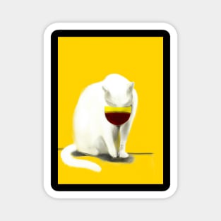 Cat with Wine Magnet