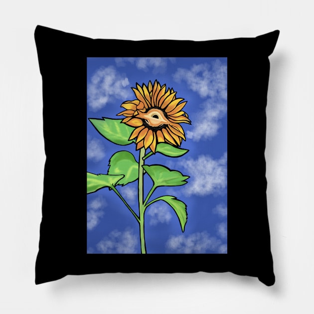 Black Hole Sunflower Pillow by Divergent Curiosities 