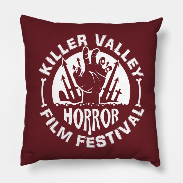 Horror Fest - WHITE LOGO Pillow by The Killer Valley Graveyard