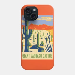 WPA poster of Saguaro NP with giant Saguaro in Sonoran Desert, Pima County, Arizona, USA Phone Case