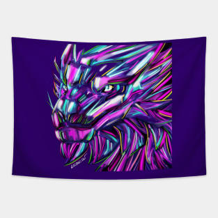 purple dragon in neon lights ecopop art Tapestry