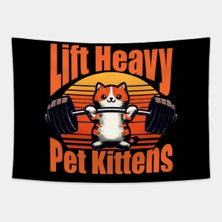 Lift Heavy Pet Kittens Funny Gym Workout Weight Lifter Tapestry