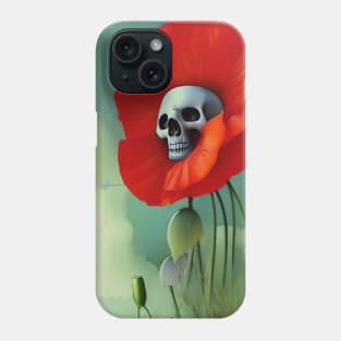 Cool Skull and Pretty Flowers Poppies Phone Case