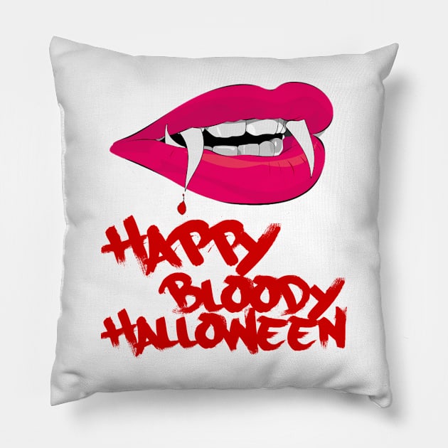 Happy bloody halloween Pillow by sarahnash