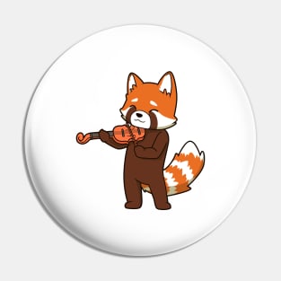 Comic red panda playing violin Pin