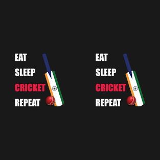 Eat Sleep Cricket Repeat India Flag T-Shirt