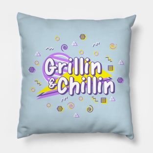 Grillin & Chillin - 90s BBQ Cookout Triangle Pattern Pillow