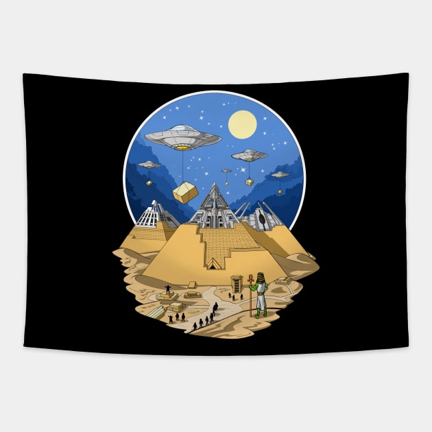 Alien Egyptian Pyramids Tapestry by underheaven