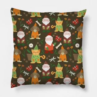 Garden Gnomes Pets Pattern Chocolate Pillow